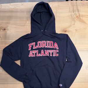 Navy Florida Atlantic University Crewneck Hoodie with Red & White Lettering